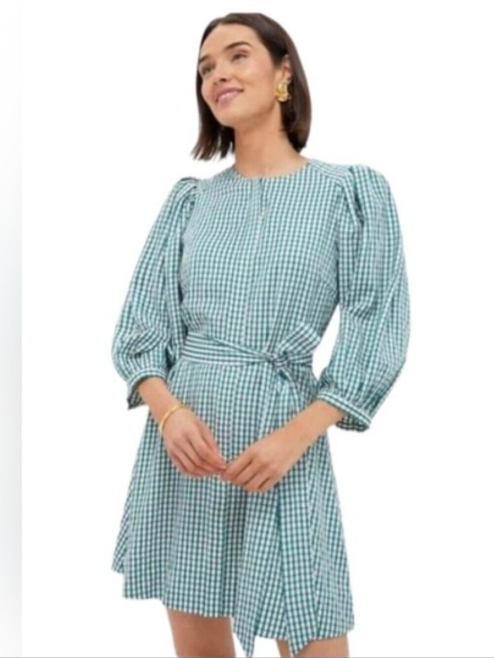 Pomander Place Tuckernuck Green Gingham Checked Seersucker Dress Sz XL